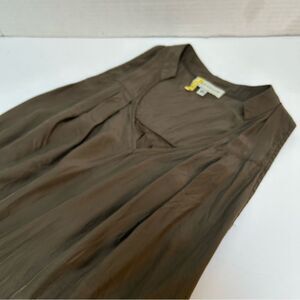 Annie Griffin Silk Tunic Dress Brown Sleeveless V-Neck size XS‎